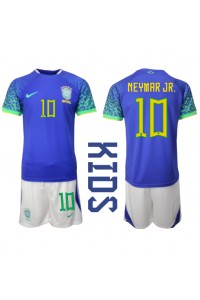 Brazilië Neymar Jr #10 Babytruitje Uit tenue Kind WK 2022 Korte Mouw (+ Korte broeken)